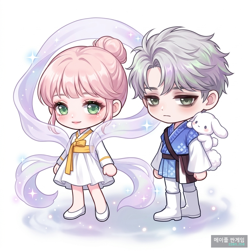 흩쁨 & 백주잉 AI 일러스트